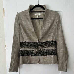 Escada Beige Blazer with Black Lace Detail